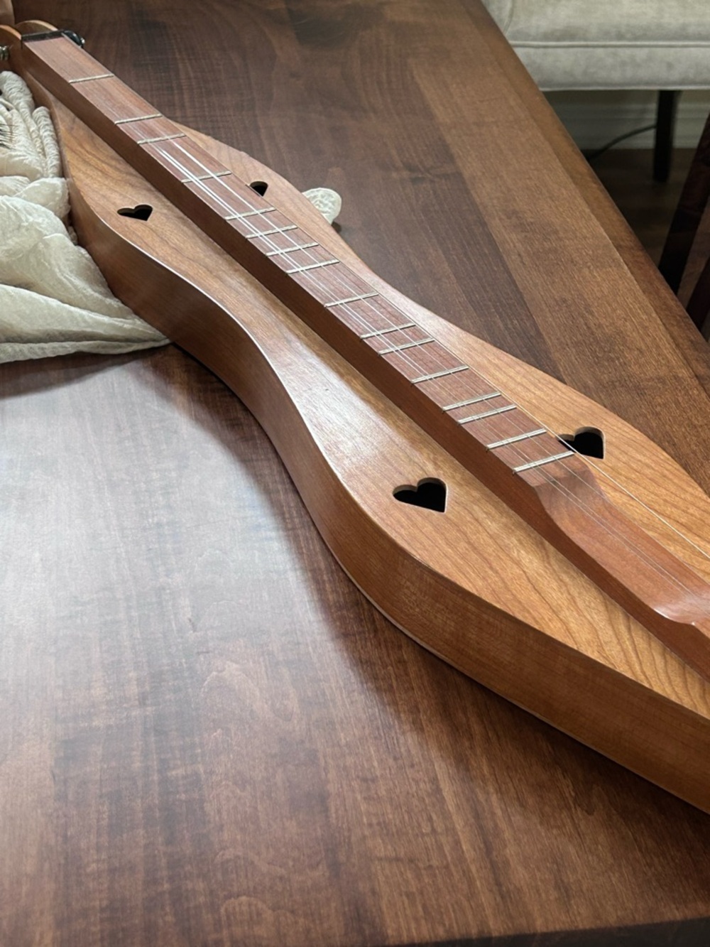 Vintage 1970s Handmade J Patterson Mountain Lap Dulcimer  Heart Sound Hole - Picture 6 of 8